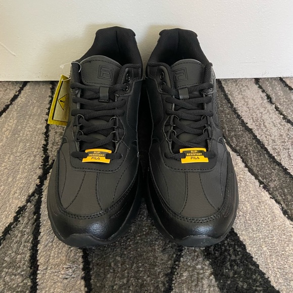 Fila Black Men’s Memory Foam Slip Resistant Work Shoes - Picture 1 of 5